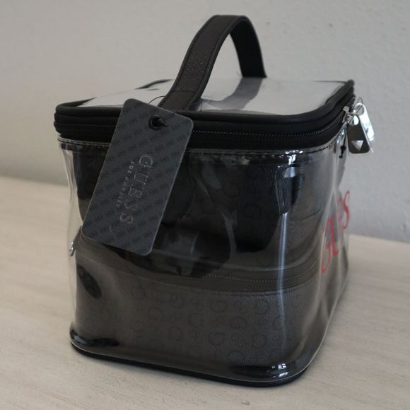 Guess V7200494 Black/Charcoal "G" Logo 4-Piece Cosmetic Junction Travel Bag - Picture 5 of 9